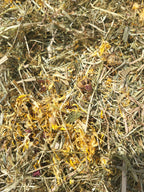 Close up image of blended Hay and Marigolds for Marigold Hay
